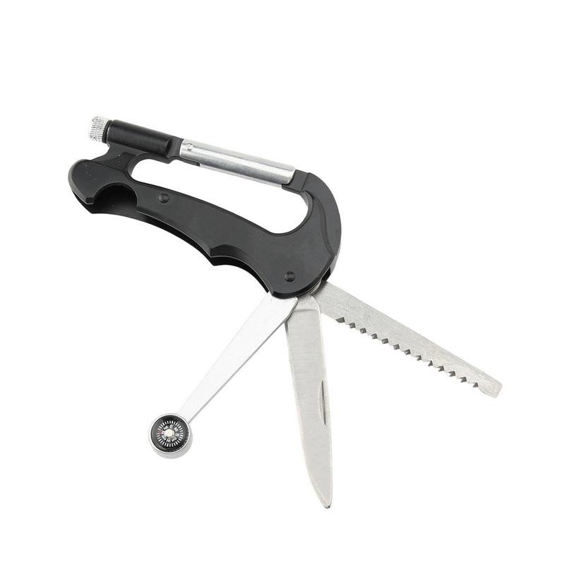 MT-1101 Camping & Hiking Stainless Blade Camping Knife Multifunctional Carabiner Knife Pocket Tool