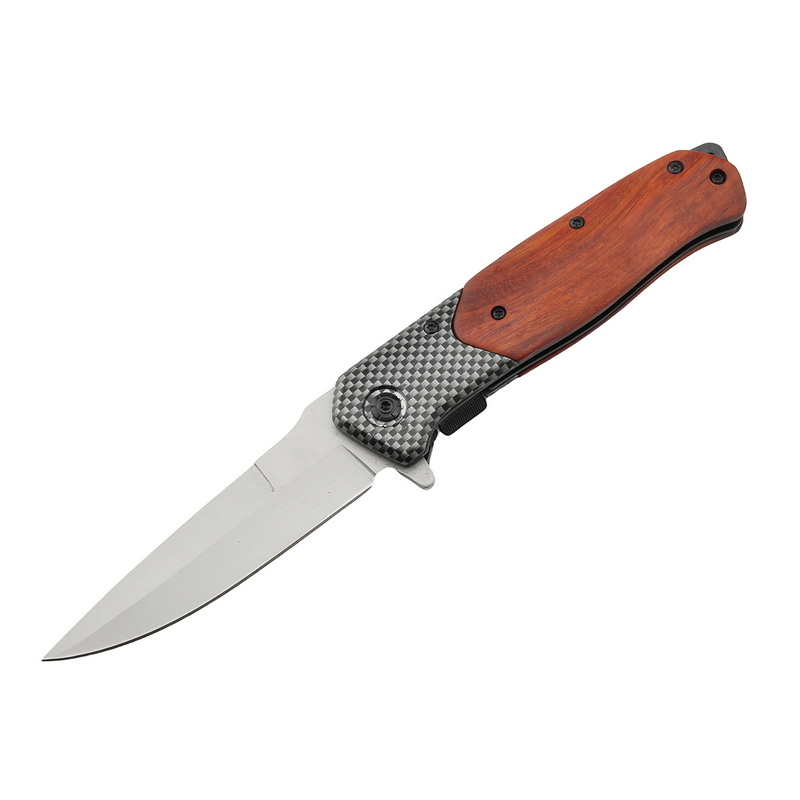 PK-1190 Wooden Handle Folding Knife Multifunction Folding Pocket Knife Oem for Camping Hunting